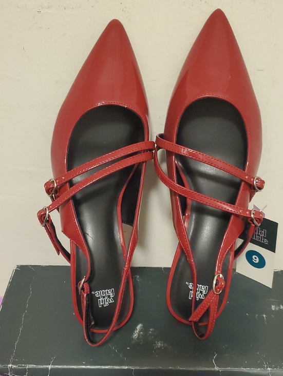 wild fable Shoes - wild fable Red Pointed-Toe Double-Strap Mary Jane Flats